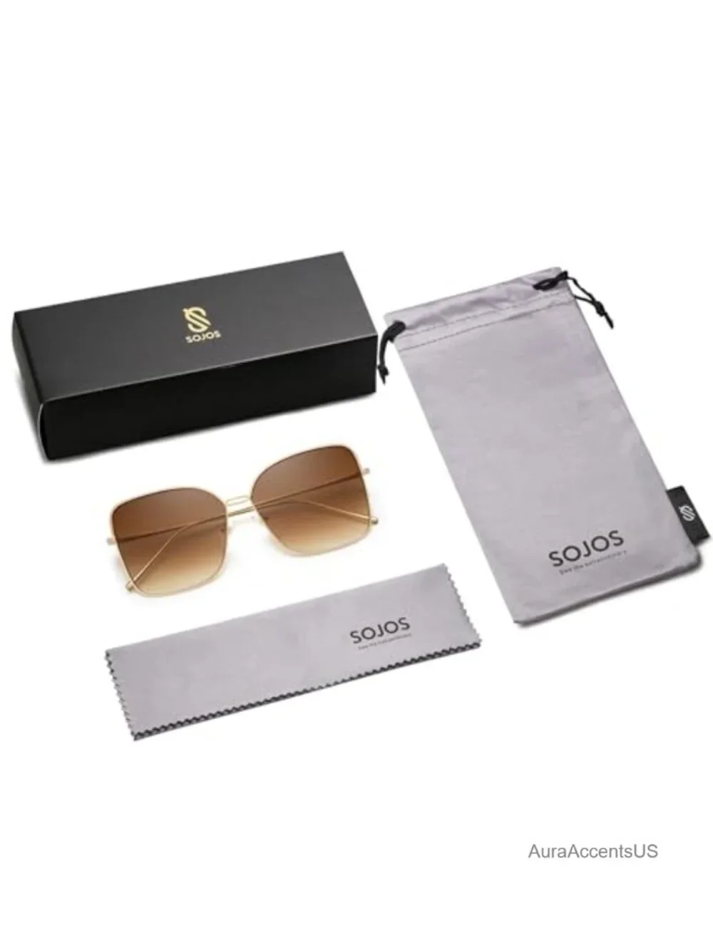 Oversized Square Sunglasses Metal Frame UV400 Protection Full Frame Adult